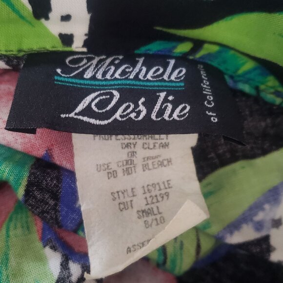 Vintage Womens Tropical Hawaiian Button Down Blouse Size S 80s Beach Nature Bold - Picture 7 of 7